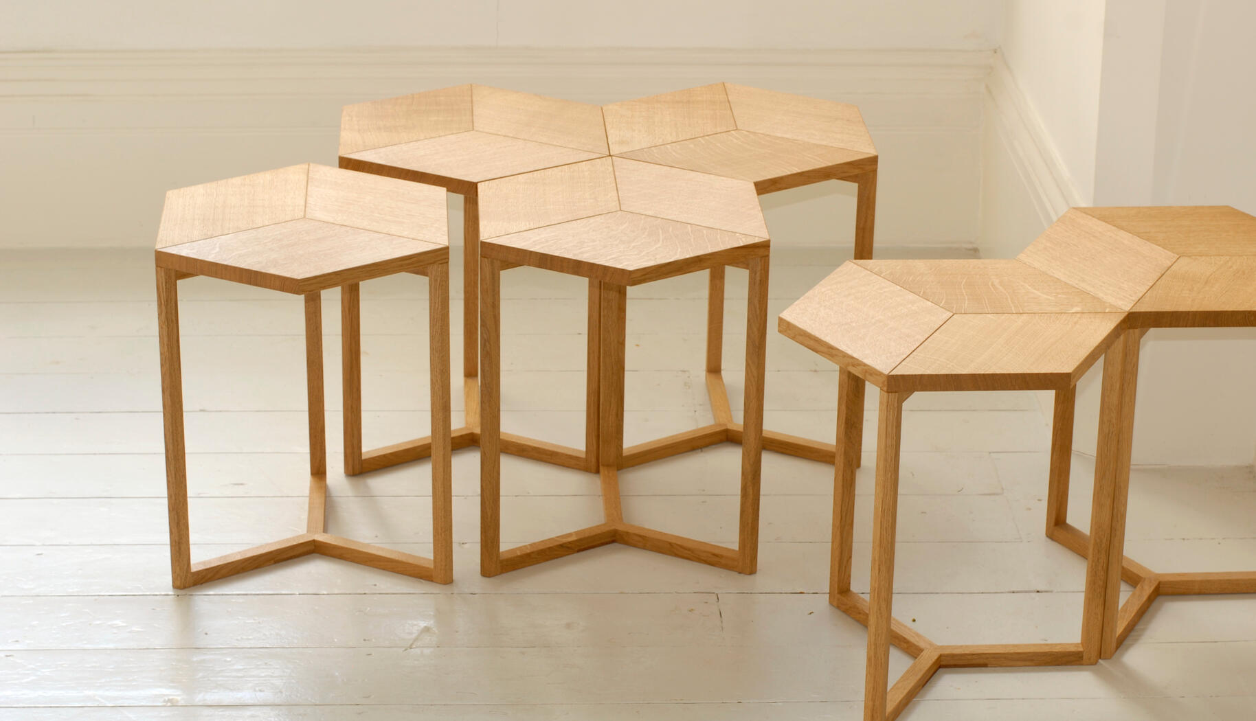 Rhombille Tables in Oak